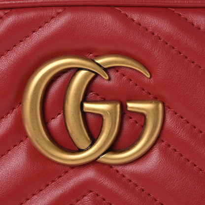Gucci Calfskin Matelasse Small GG Marmont Chain Shoulder Bag Hibiscus Red 9 of 9