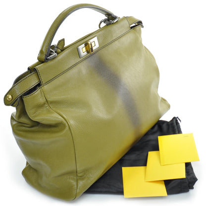 Fendi Goatskin Large Peekaboo Iconic Satchel Olive 5 of 8