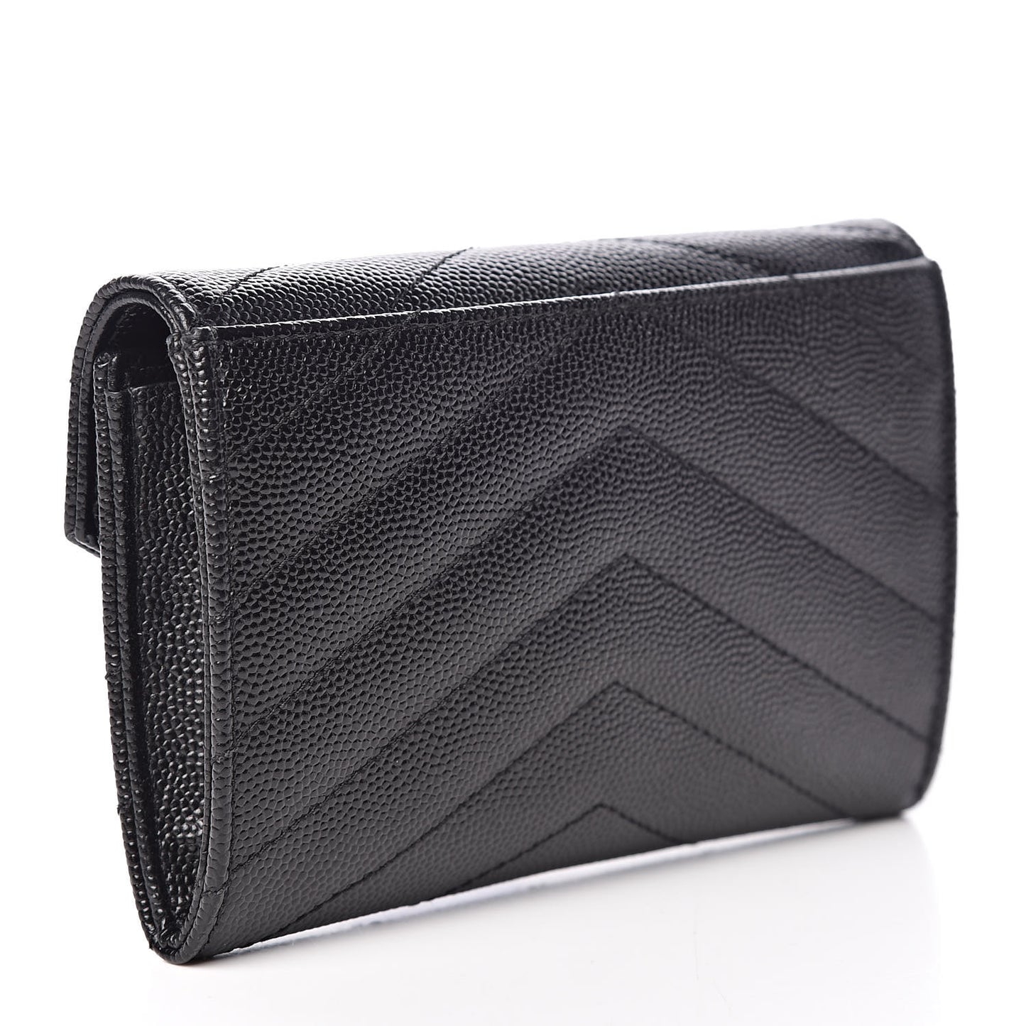 Grain De Poudre Matelasse Chevron Small Monogram Envelope Wallet Black