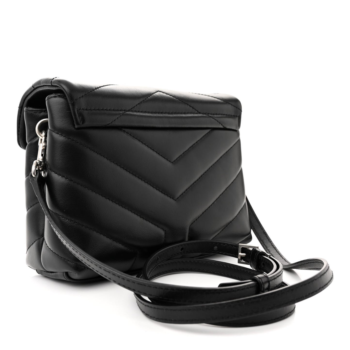 Calfskin Y Quilted Monogram Toy Loulou Crossbody Bag Black