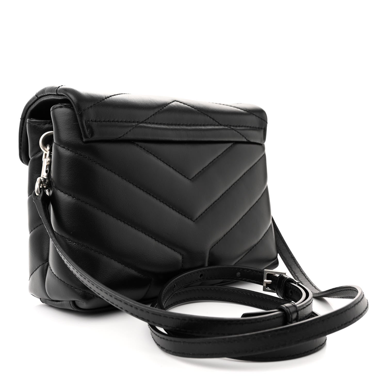 Saint Laurent Calfskin Y Quilted Monogram Toy Loulou Crossbody Bag Black 3 of 12