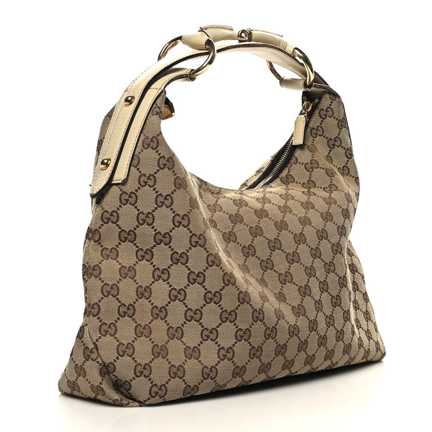 Monogram Medium Horsebit Chain Hobo Off White