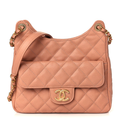 Chanel Caviar Quilted Wavy CC Hobo Beige 1 of 10