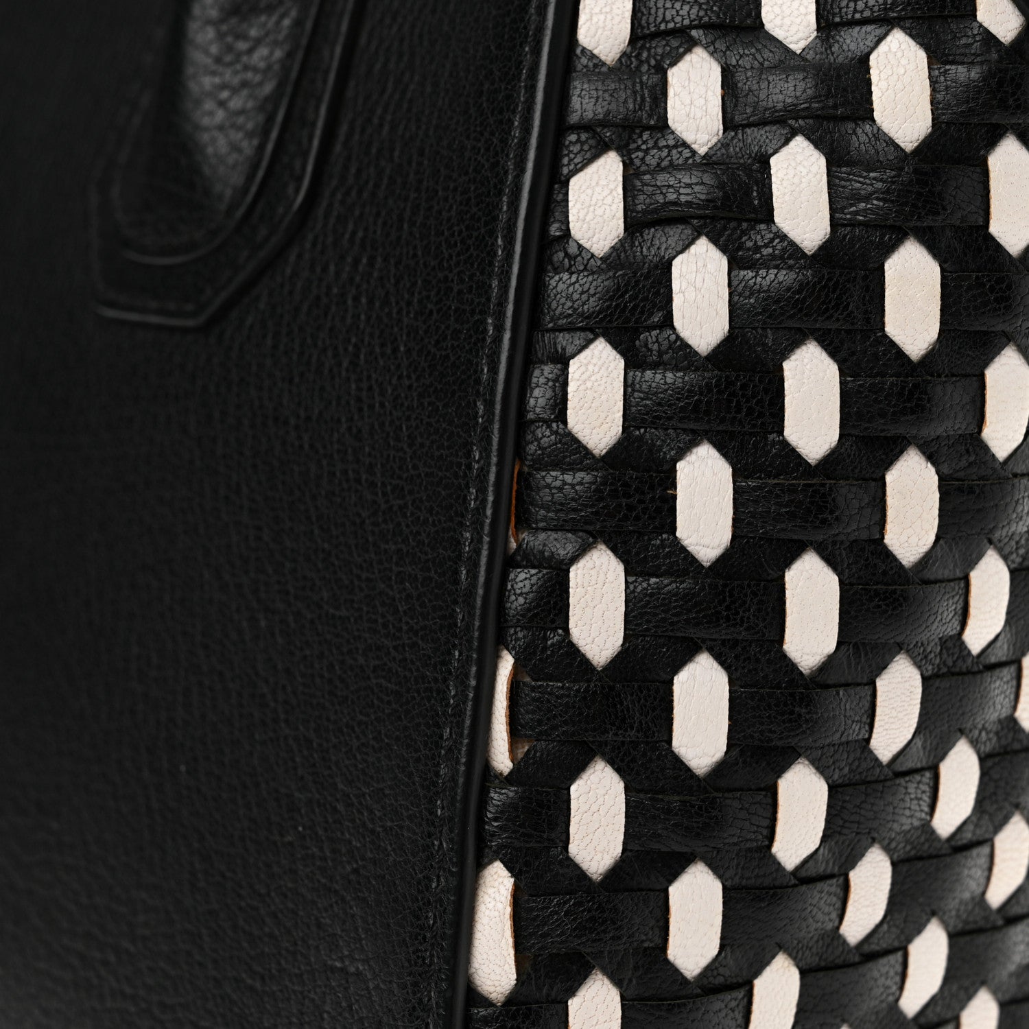 Givenchy Sugar Goatskin Woven Small Antigona Black White 13 of 15