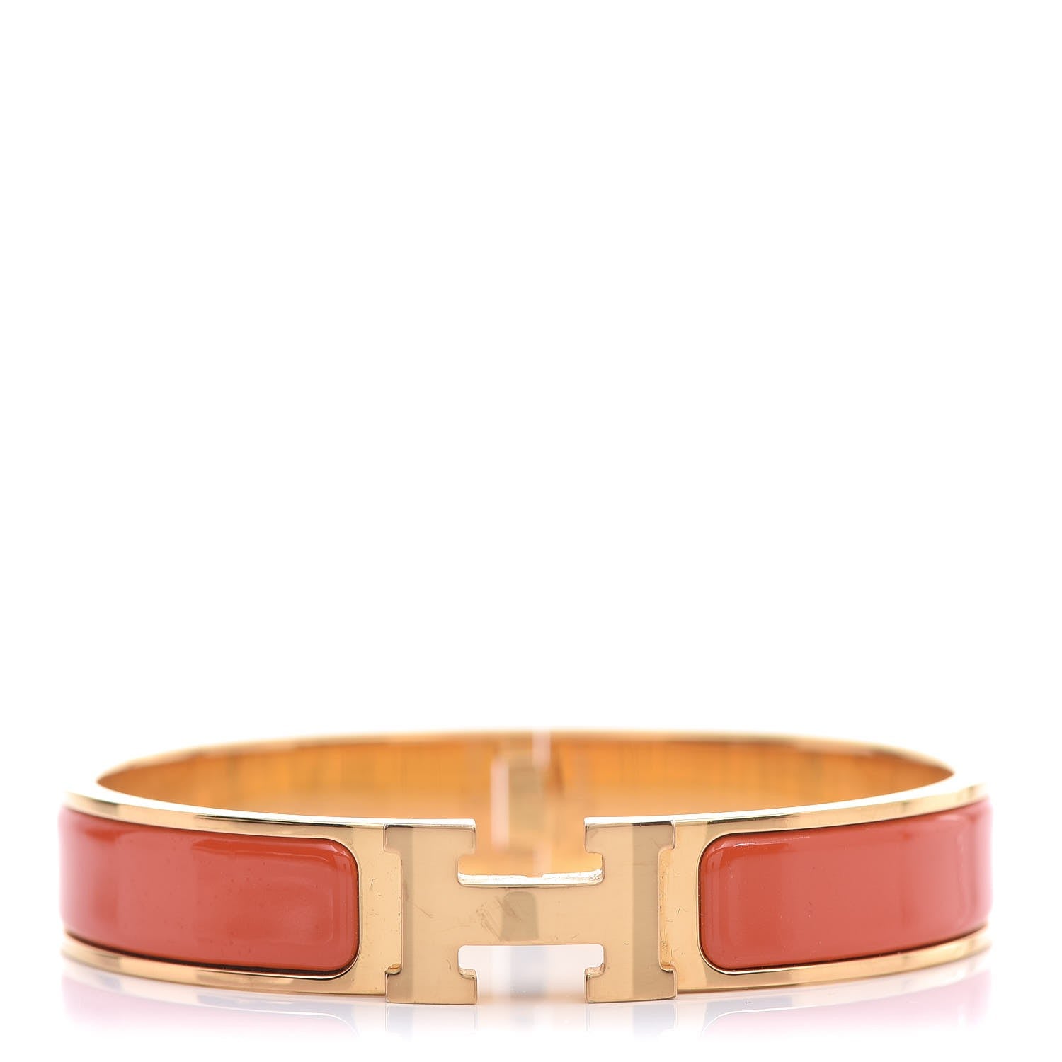 Hermes Enamel Narrow Clic Clac H Bracelet GM Orange 1 of 6