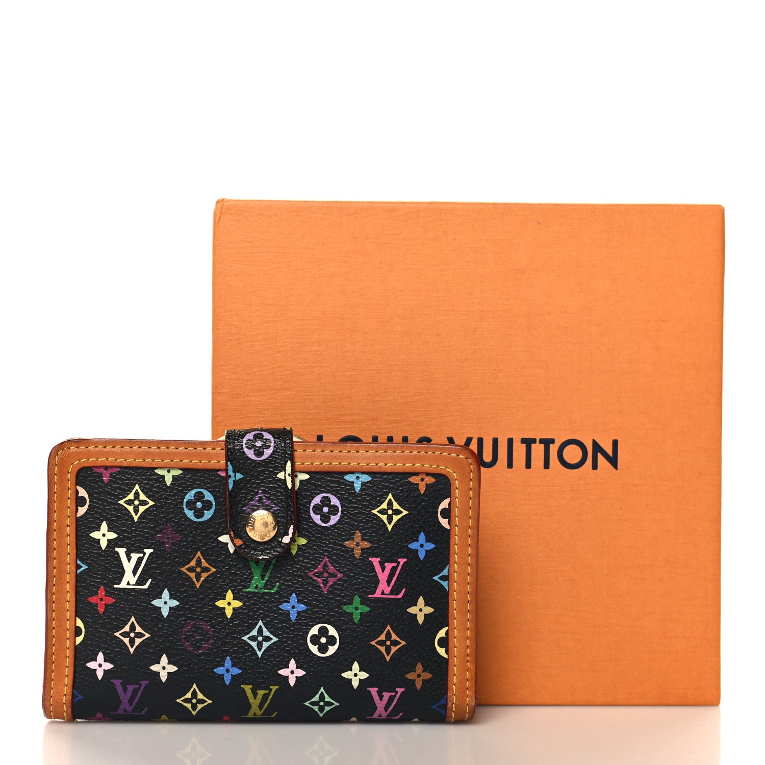 Louis Vuitton Monogram Multicolor French Purse Wallet Black 8 of 8