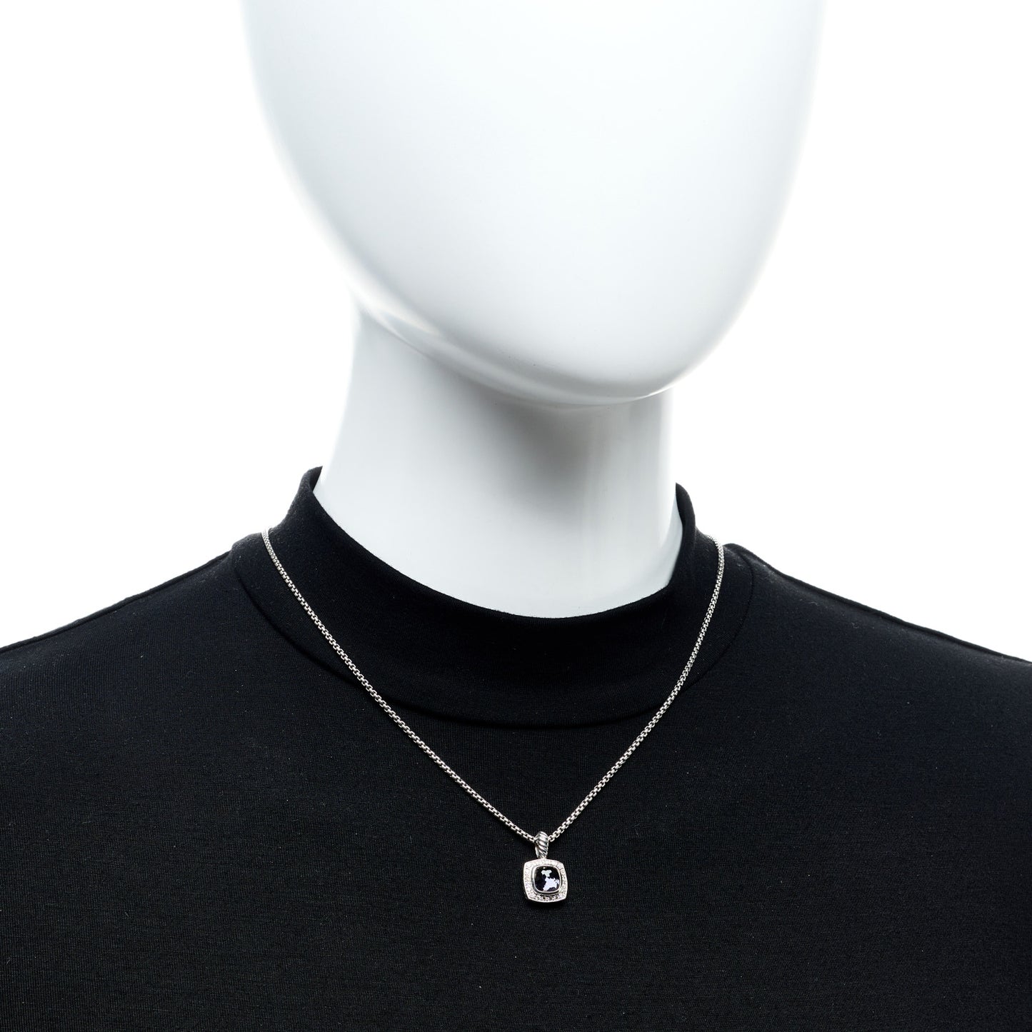 Sterling Silver Diamond Black Orchid 7mm Petite Albion Pendant Necklace