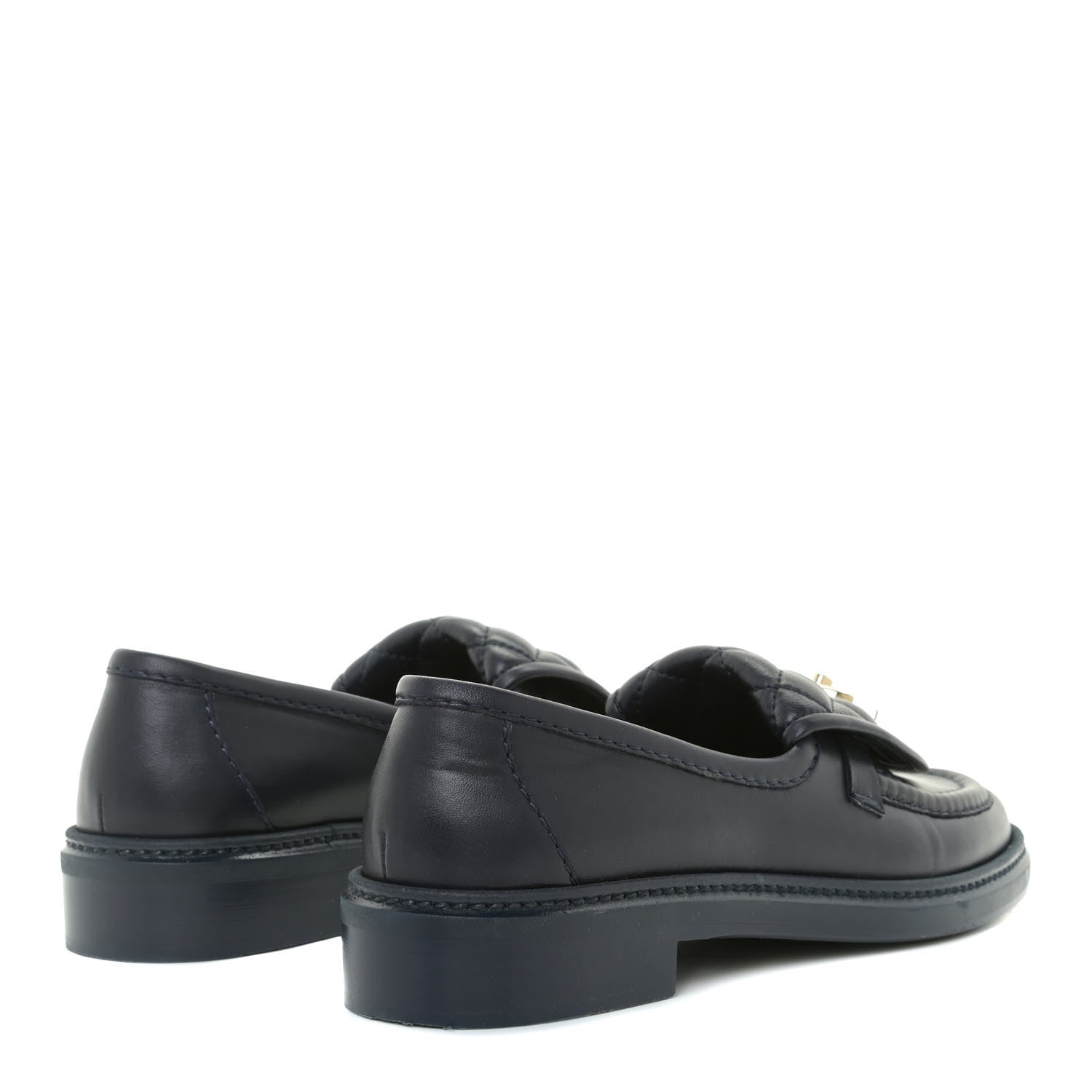 Chanel Lambskin Quilted CC Turnlock Loafers 37 Navy 3 of 12