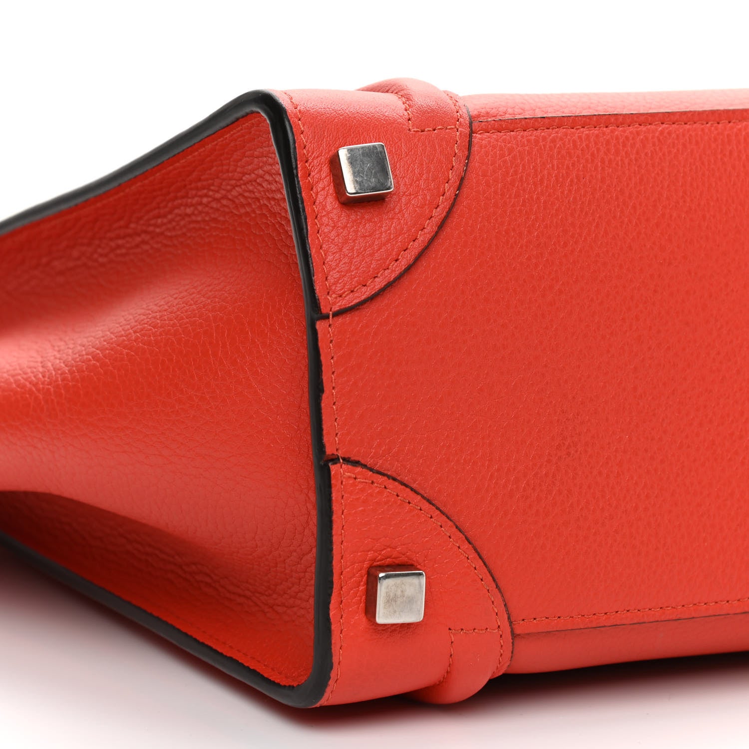 Celine Drummed Calfskin Micro Luggage Vermillion 6 of 7