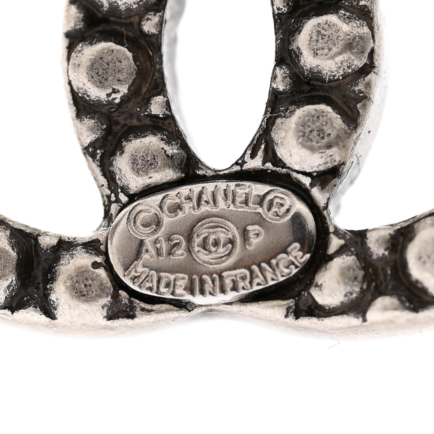 Chanel Ruthenium Pearl Pearl CC Earrings Silver Green 4 of 5