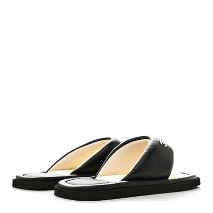 Chanel Lambskin Padded Pool Thong Sandals 37 Black 5 of 9