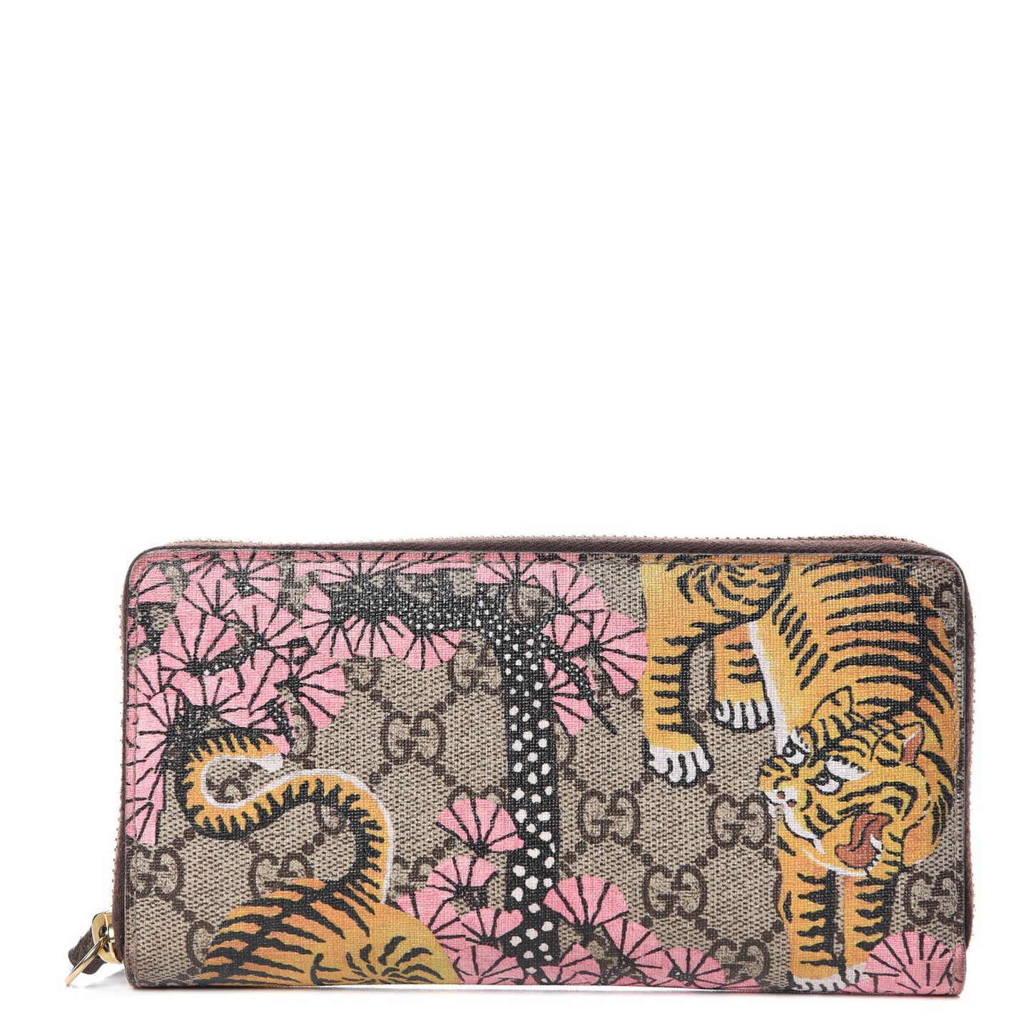 GG Supreme Monogram Bengal Zip Around Wallet Beige Pink