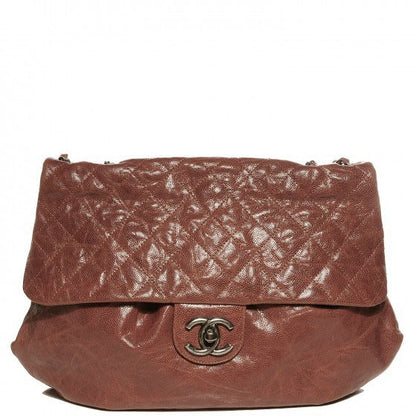 Chanel Grained Calfskin Quilted Maxi Elastic Flap Brown 1 of 8