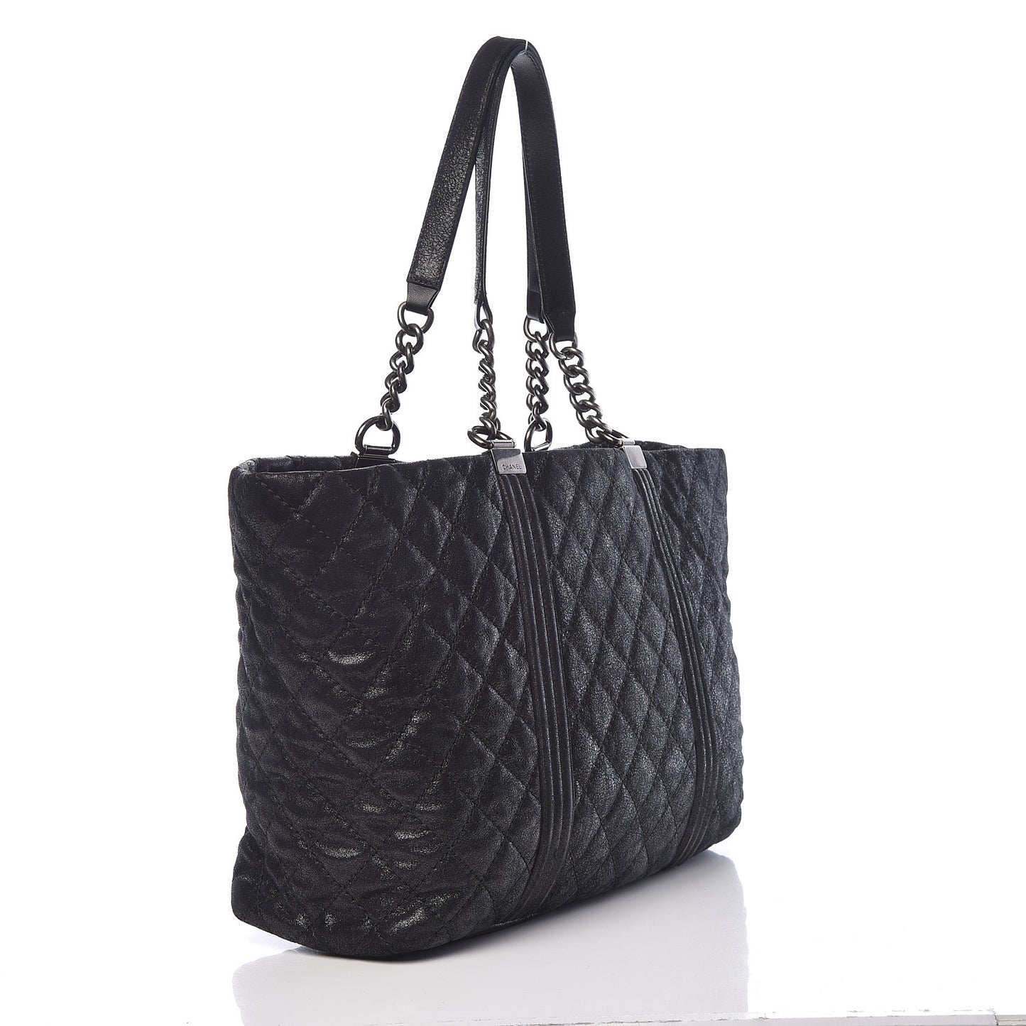 Goatskin Quilted Large Gentle Boy Shopping Tote Black