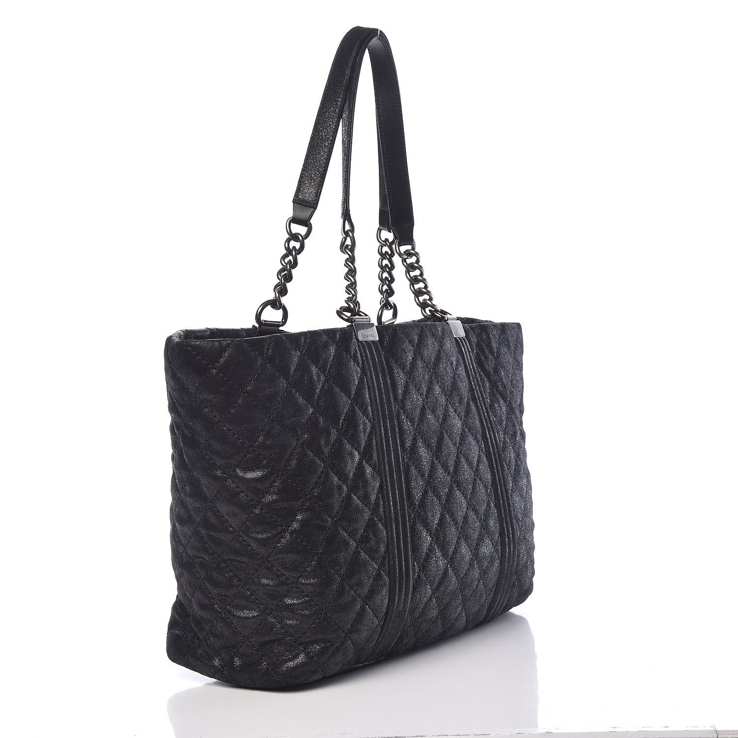 Chanel Goatskin Quilted Large Gentle Boy Shopping Tote Black 3 of 11