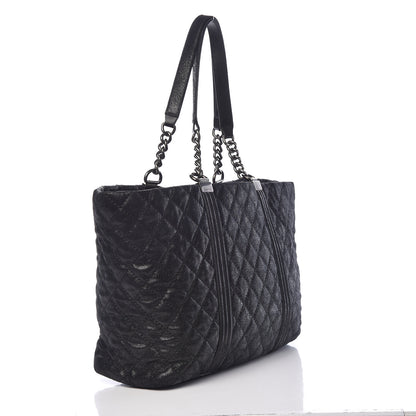 Chanel Goatskin Quilted Large Gentle Boy Shopping Tote Black 3 of 11