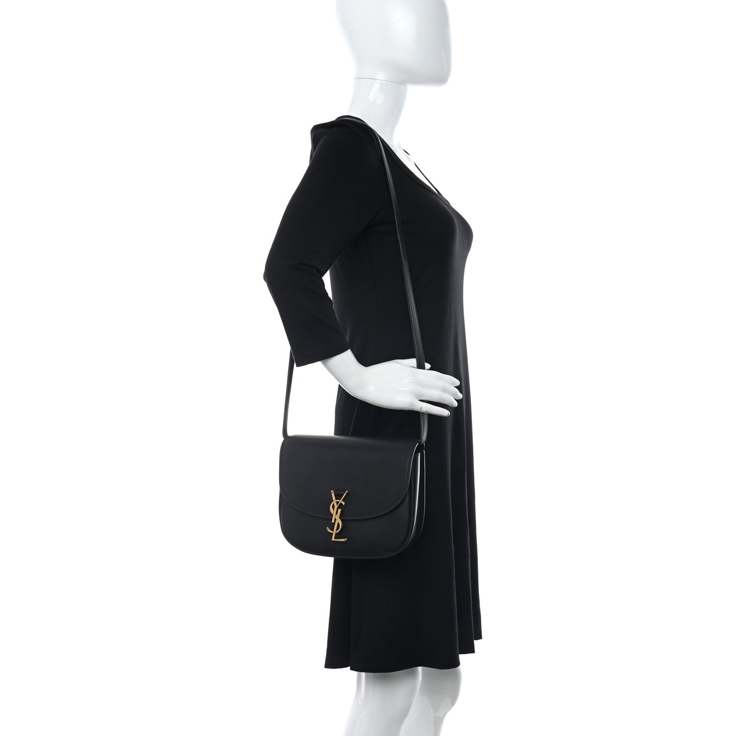 Saint Laurent Smooth Calfskin Monogram Medium Kaia Satchel Black 2 of 10