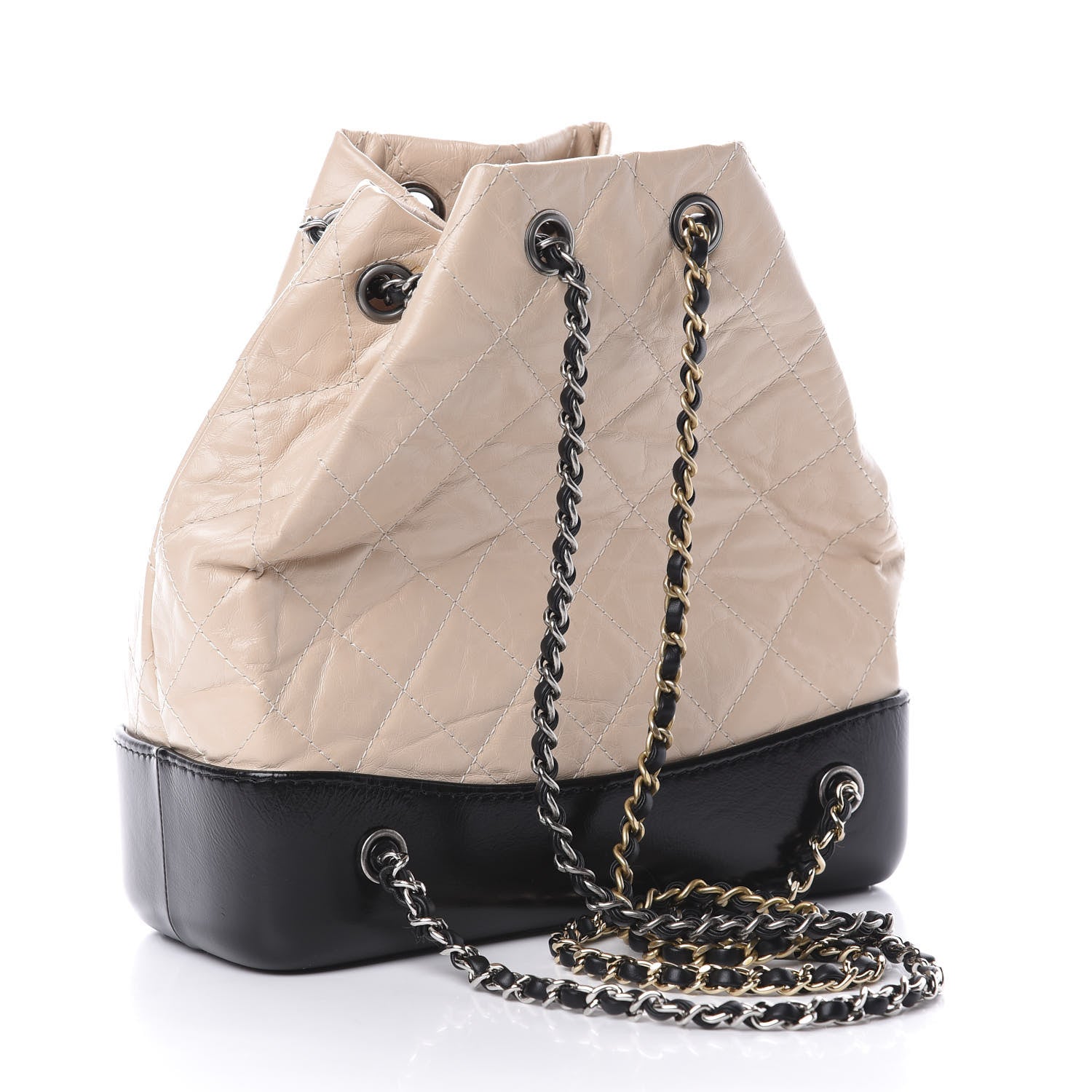 Chanel Aged Calfskin Quilted Small Gabrielle Backpack Beige Black 2 of 10