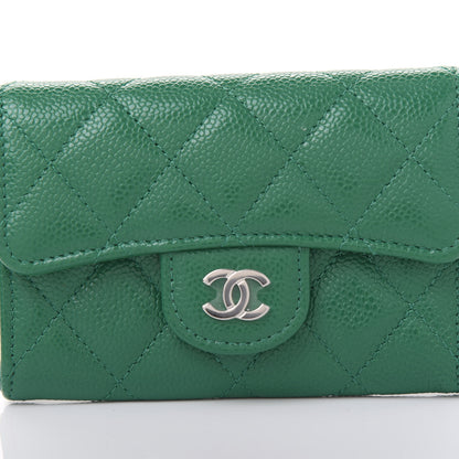Chanel Metallic Caviar Quilted Card Holder Wallet Green 11 of 12