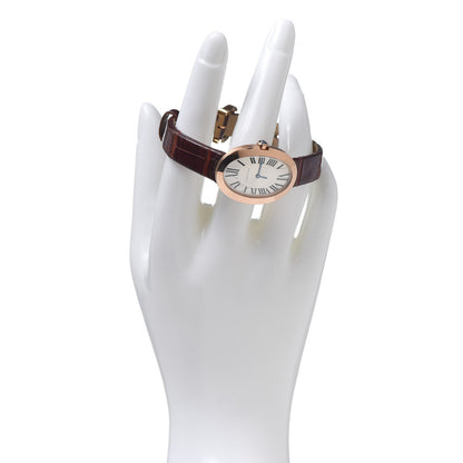 Cartier 18K Pink Gold Alligator 24mm Baignoire Quartz Watch Brown 2 of 12