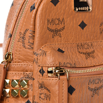 MCM Visetos Side Stud X-Mini Stark Bebe Boo Backpack Cognac 11 of 12
