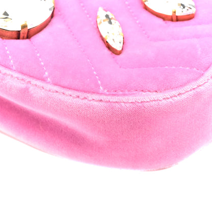 Gucci Velvet Matelasse Marquise Crystals GG Marmont Belt Bag 85 34 Malva 10 of 10