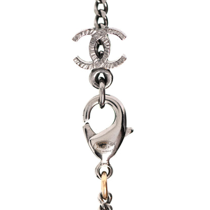 Chanel Crystal CC Pendant Necklace Silver 4 of 5
