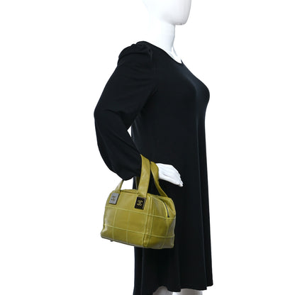 Chanel Caviar Square Stitched Bowler Green 2 of 10