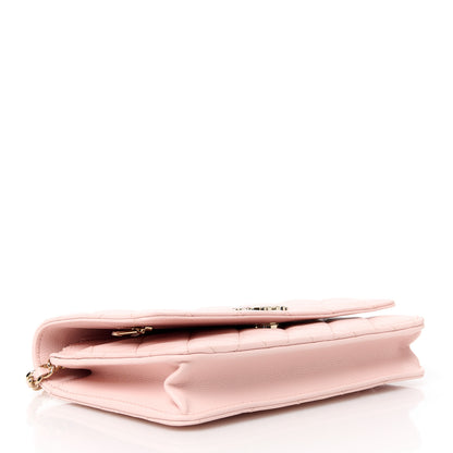Chanel Shiny Caviar Enamel Quilted CC Wallet On Chain WOC Light Pink 4 of 12