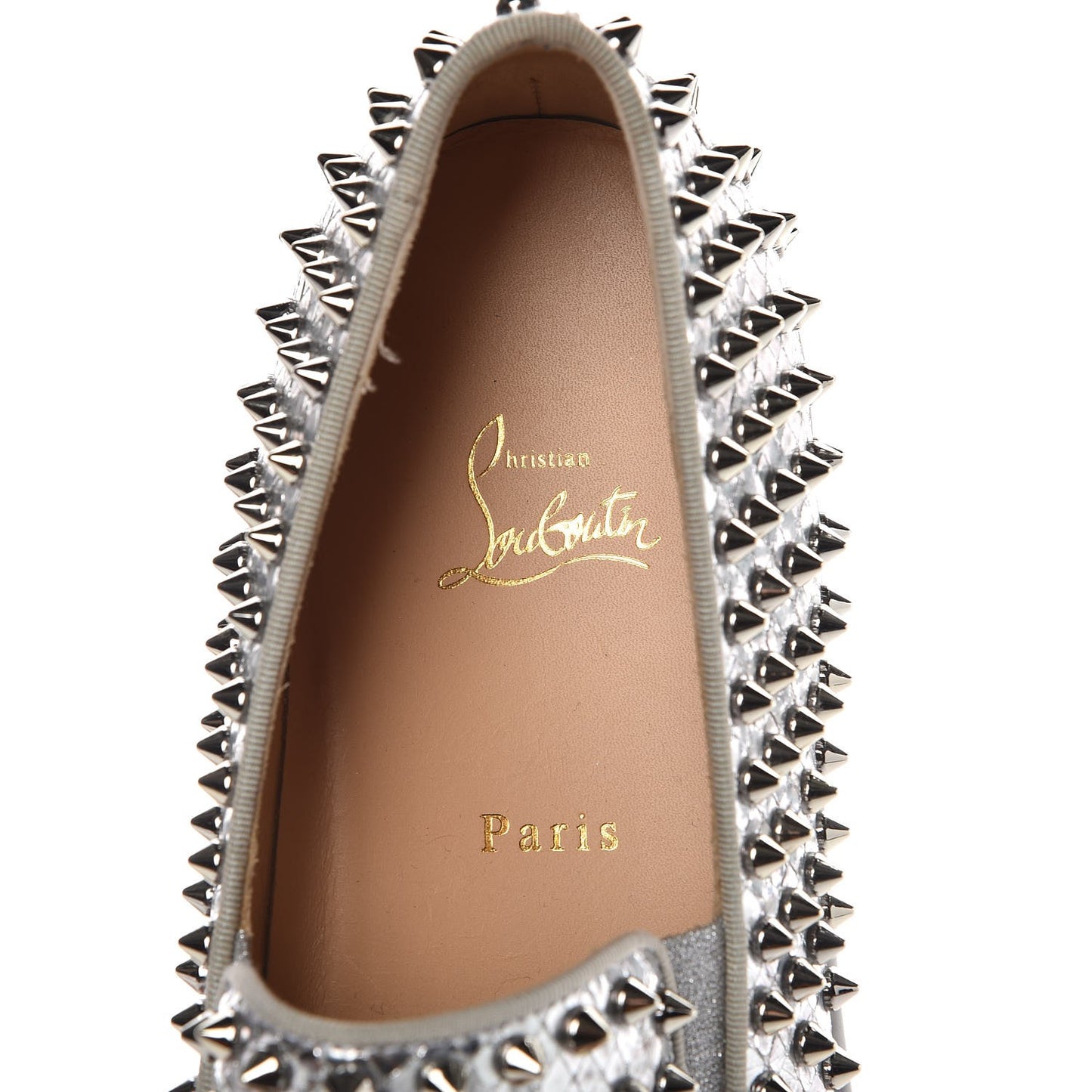Mens Python Spikes Roller Boat Flat 45 Antique Silver