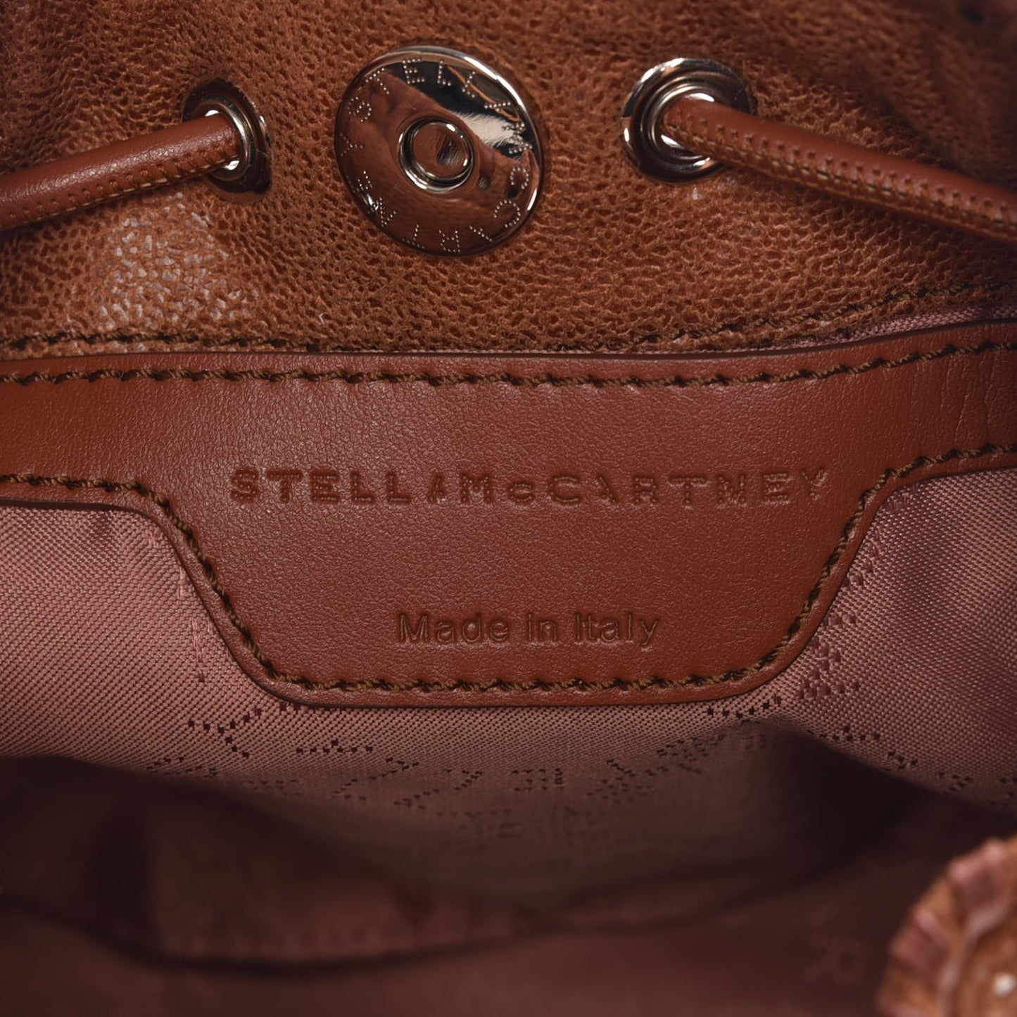 Shaggy Deer Small Falabella Quilted Studded Bucket Bag Brandy