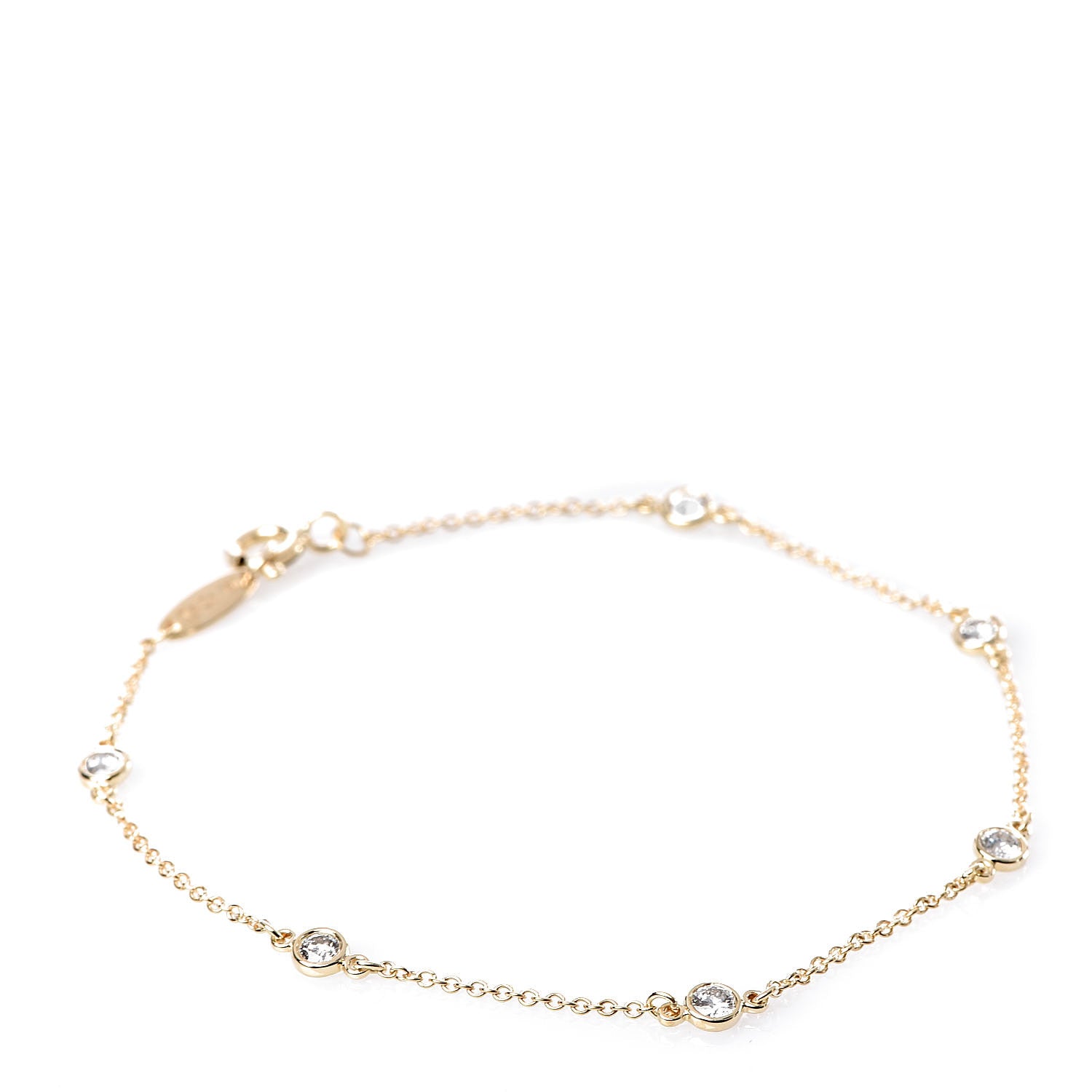 Tiffany 18K Yellow Gold Diamond .30ctw Elsa Peretti Diamonds by the Yard Station Bracelet 1 of 7