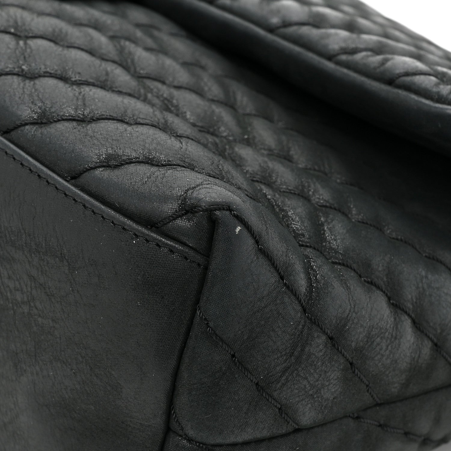 Chanel Iridescent Calfskin Surpique Chevron Large Flap Black 12 of 16