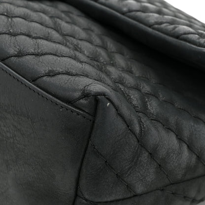 Chanel Iridescent Calfskin Surpique Chevron Large Flap Black 12 of 16