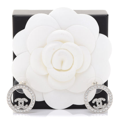 Chanel Crystal CC Round Earrings Silver 5 of 5