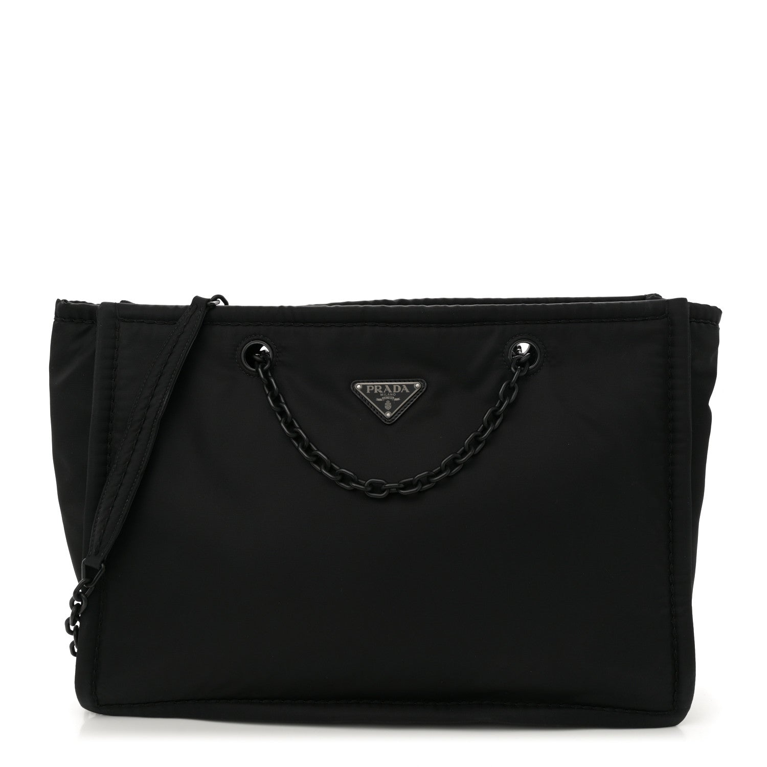 Prada Tessuto Nylon Chain Tote Black 1 of 9
