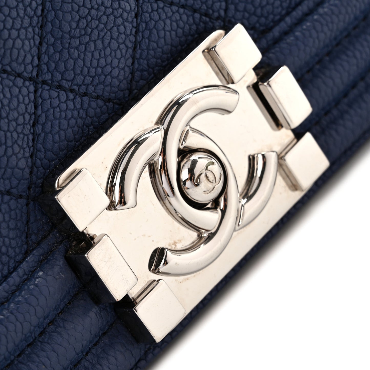 Caviar Quilted Medium Boy Flap Dark Blue