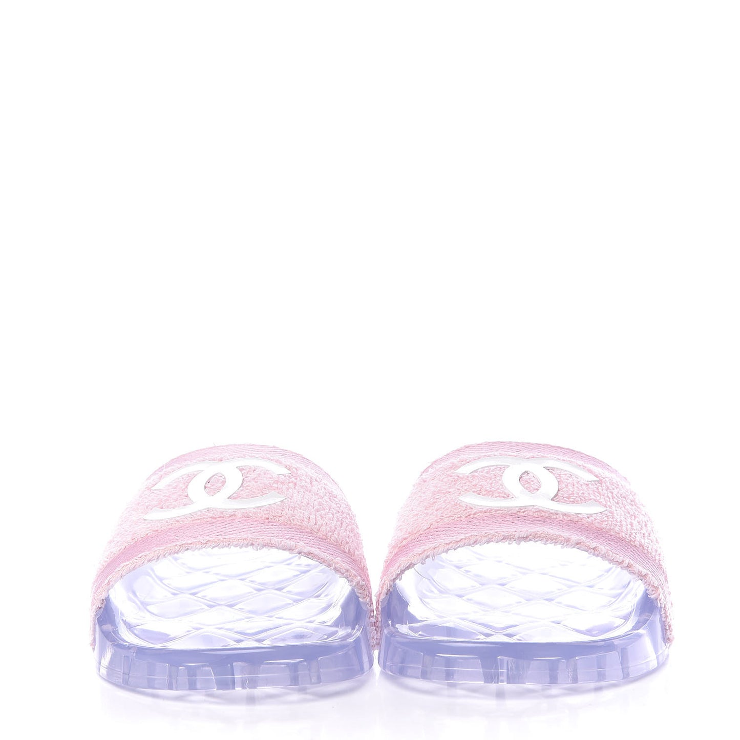 PVC Transparent Fabric CC Flat Slide Sandals 36 Pink