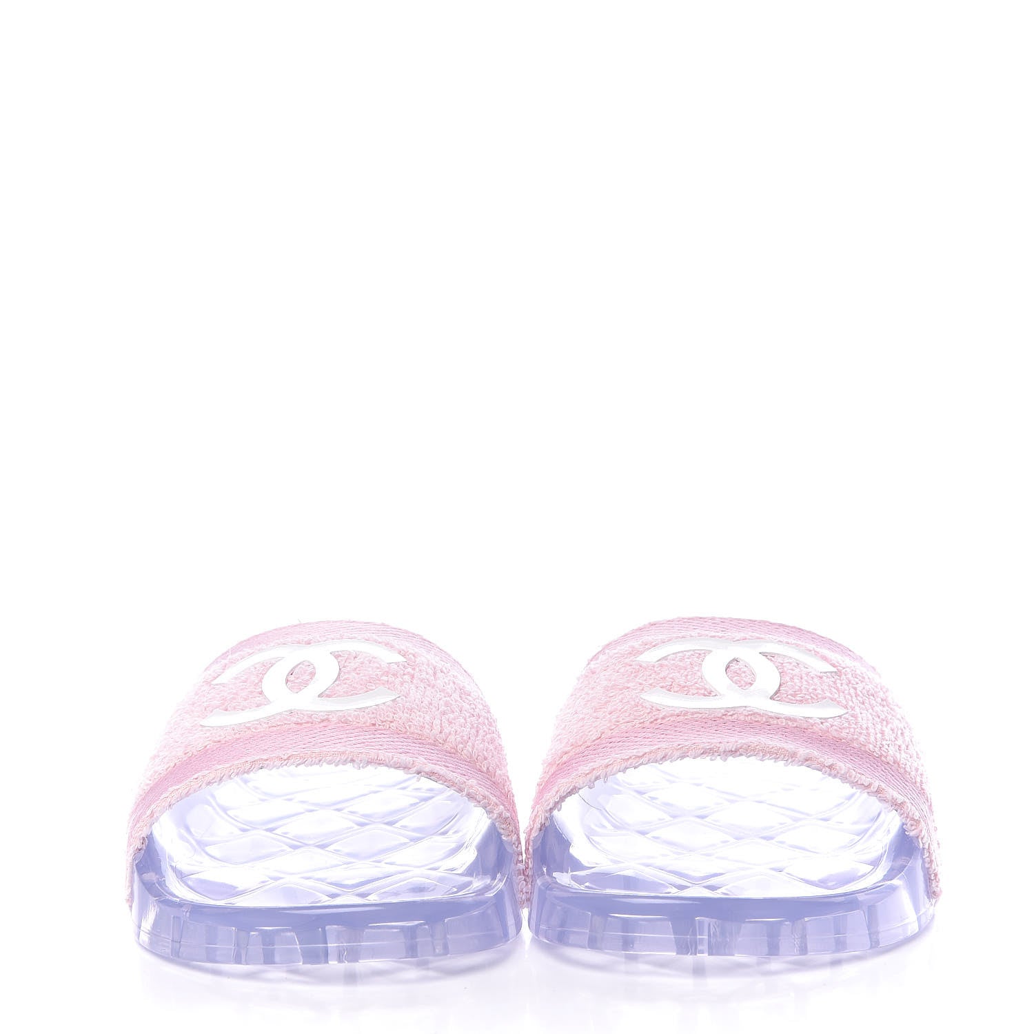 Chanel PVC Transparent Fabric CC Flat Slide Sandals 36 Pink 2 of 8