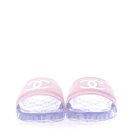 Chanel PVC Transparent Fabric CC Flat Slide Sandals 36 Pink 2 of 8