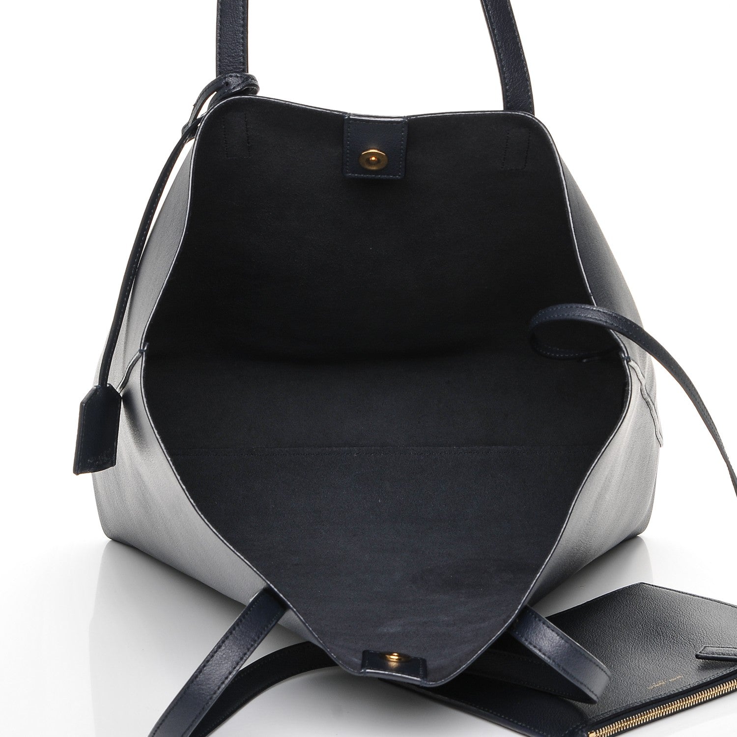 Saint Laurent Calfskin Medium Shopping Tote Navy 5 of 8