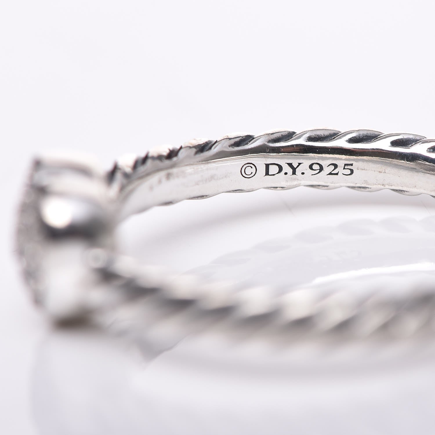 David Yurman Sterling Silver Diamond Cable Classics Heart Ring 48 4.5 5 of 5