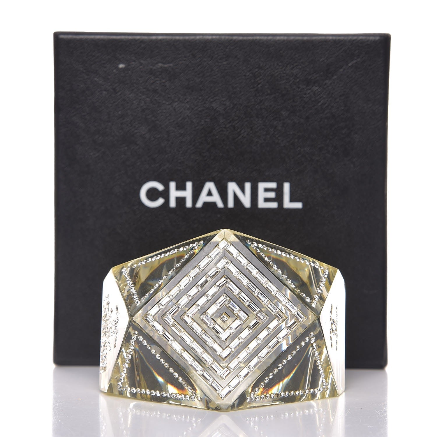 Chanel Lucite Baguette Crystal CC Cuff 6 of 6