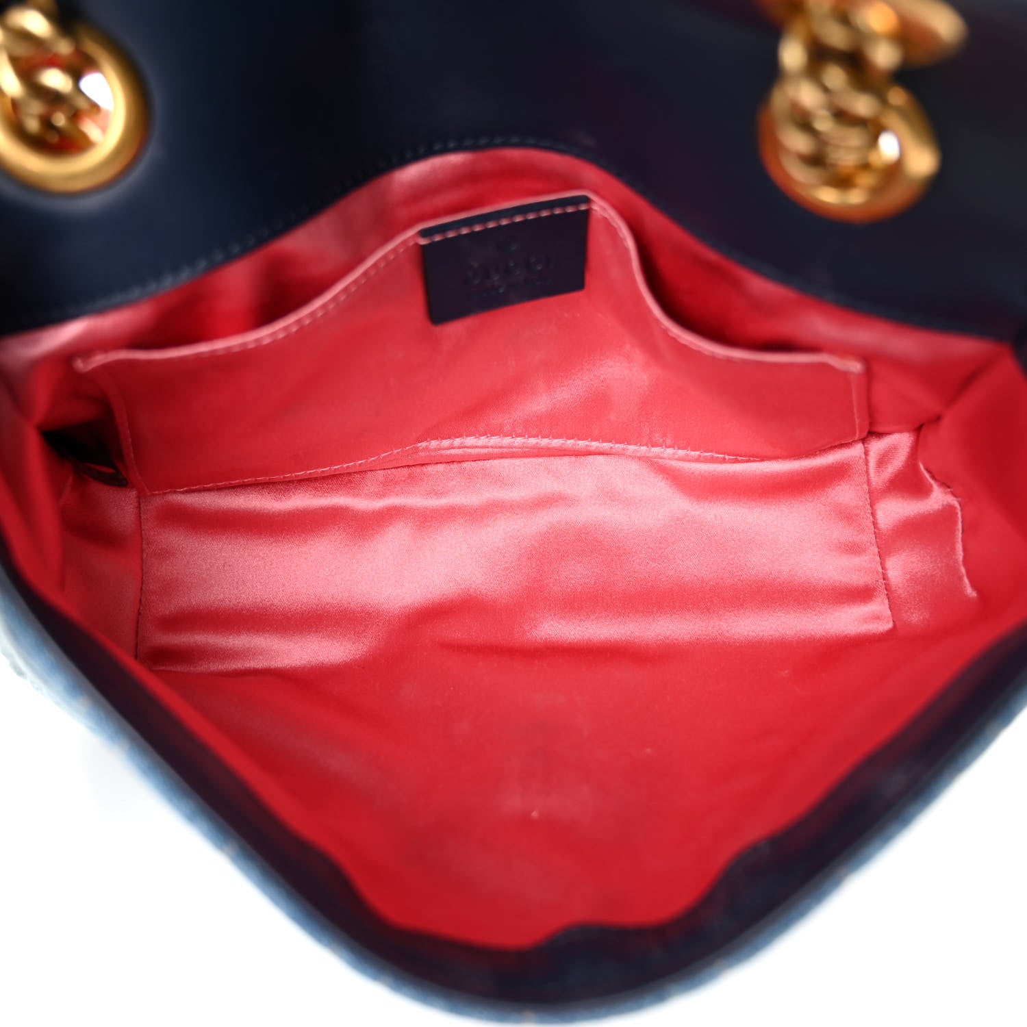 Gucci Denim Matelasse Pearl Studded Mini GG Marmont Shoulder Bag Blue 5 of 11