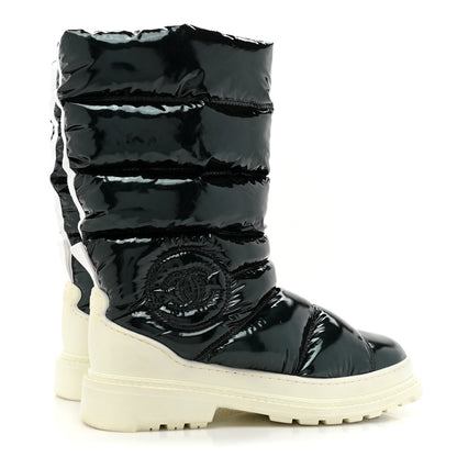 Chanel Metalized Fabric CC Ankle Snow Boots 35 Green 4 of 9
