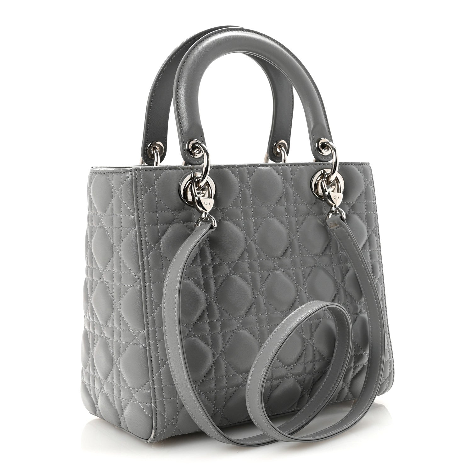 Christian Dior Lambskin Cannage Medium Lady Dior Grey 3 of 10