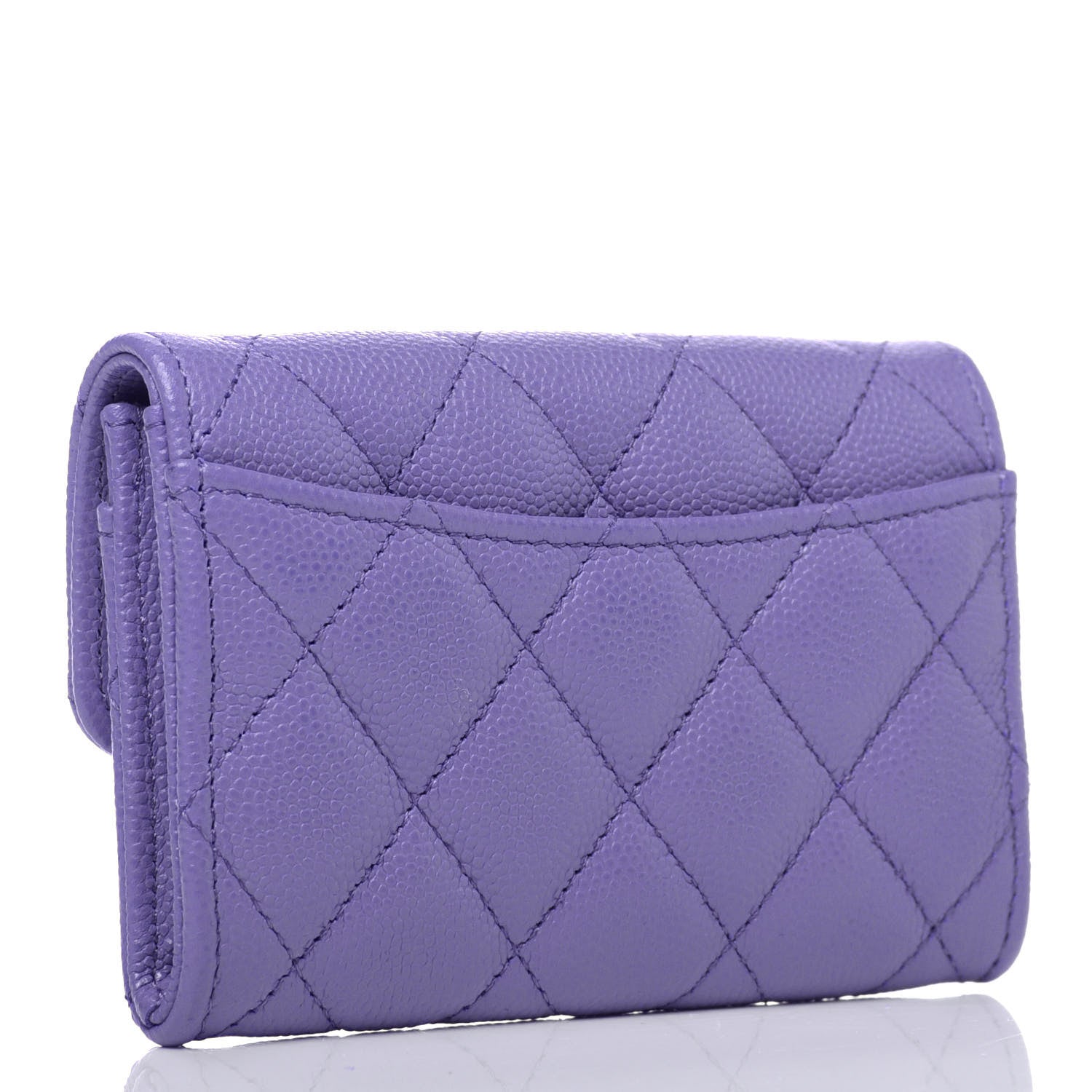 Chanel Caviar Quilted Flap Card Holder Wallet Purple 3 of 12