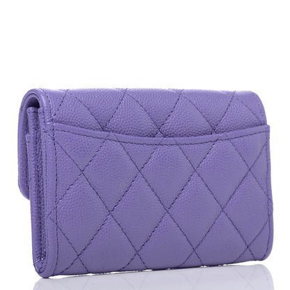 Chanel Caviar Quilted Flap Card Holder Wallet Purple 3 of 12