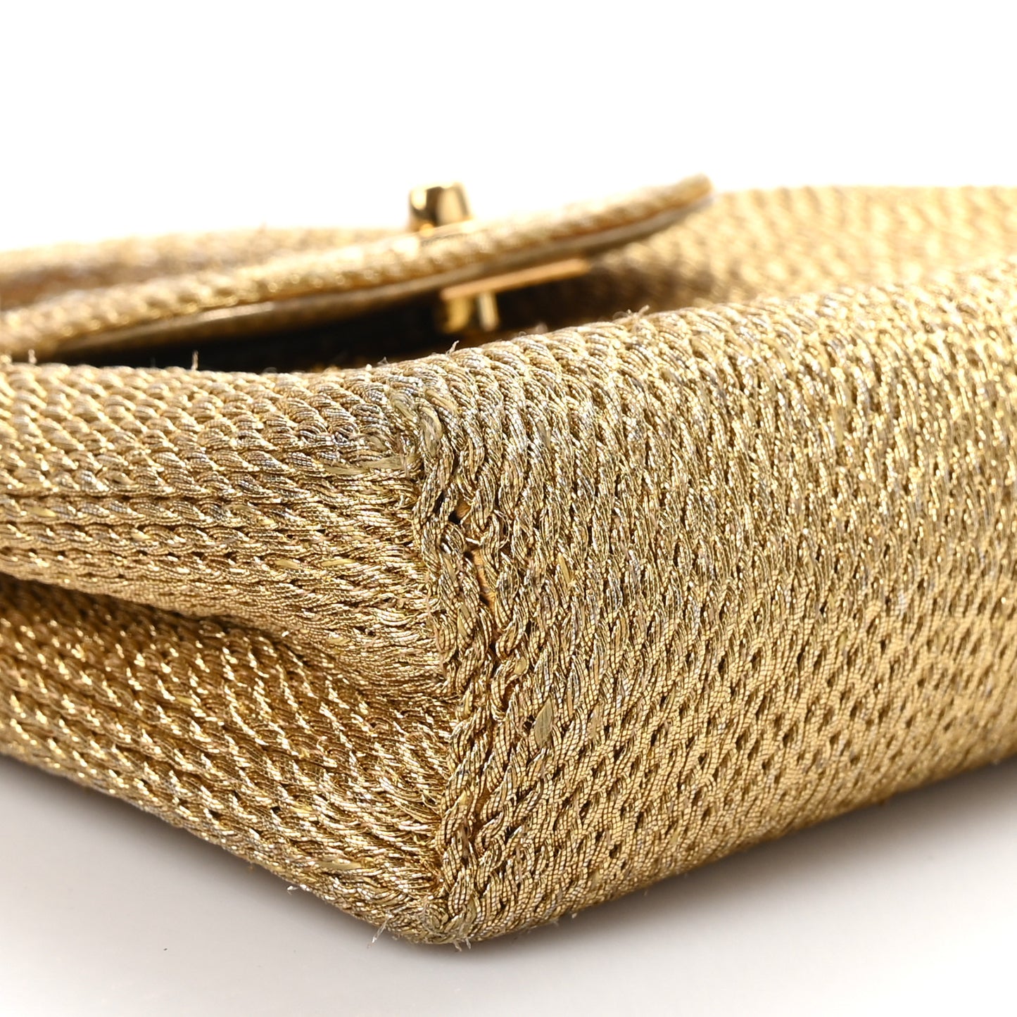 Metallic Woven Raffia Small Kelly Flap Bag Gold