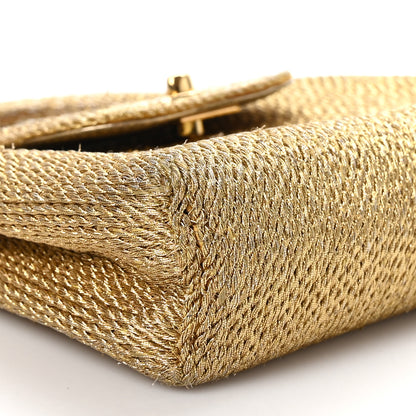Chanel Metallic Woven Raffia Small Kelly Flap Bag Gold 10 of 11